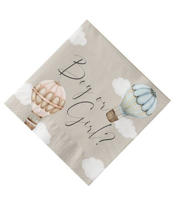 Servetten Gender Reveal Luchtballon Classic (20st)