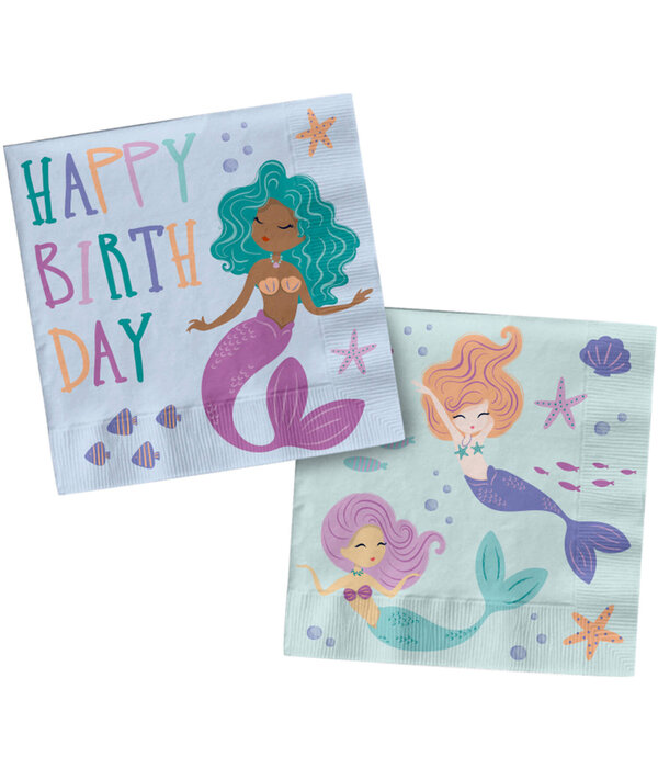 Zeemeermin Servetten Magic Happy Birthday (20st)