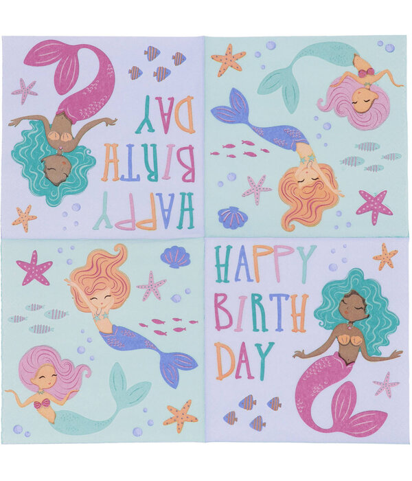 Zeemeermin Servetten Magic Happy Birthday (20st)