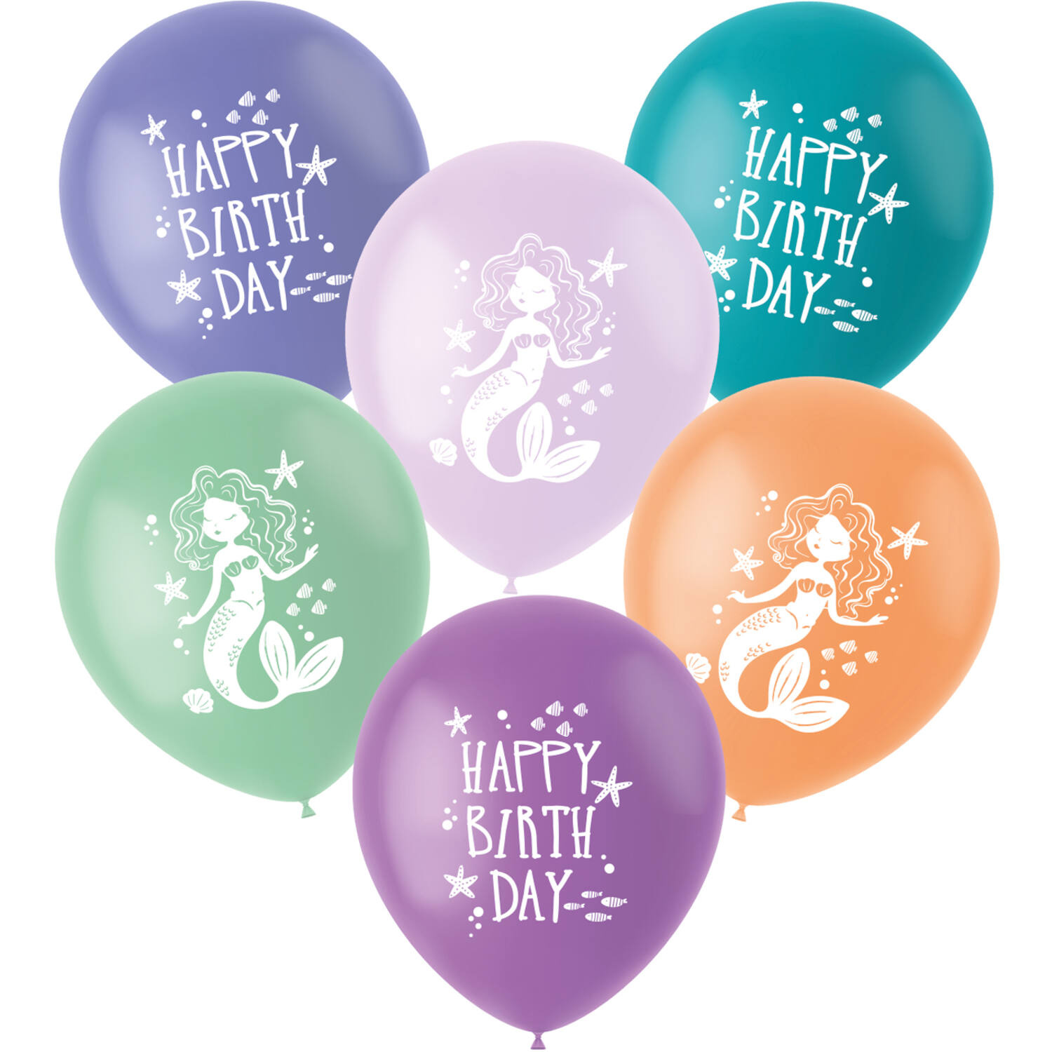 Zeemeermin Magic Happy Birthday Ballonnen (6st) afbeelding