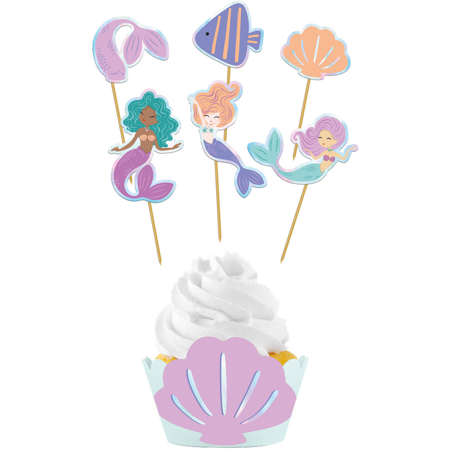 Cupcake Decoratie Set Zeemeermin Magic (6st) afbeelding