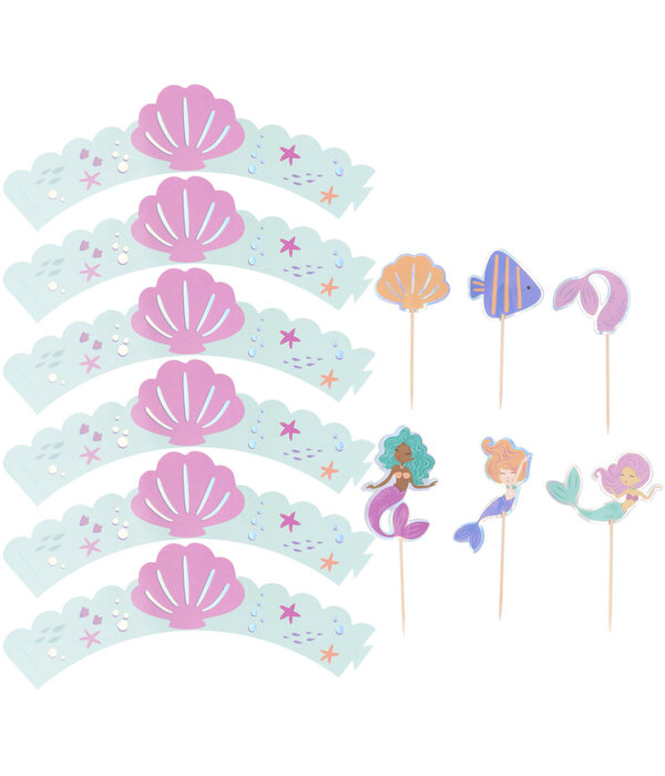 Cupcake Decoratie Set Zeemeermin Magic (6st)