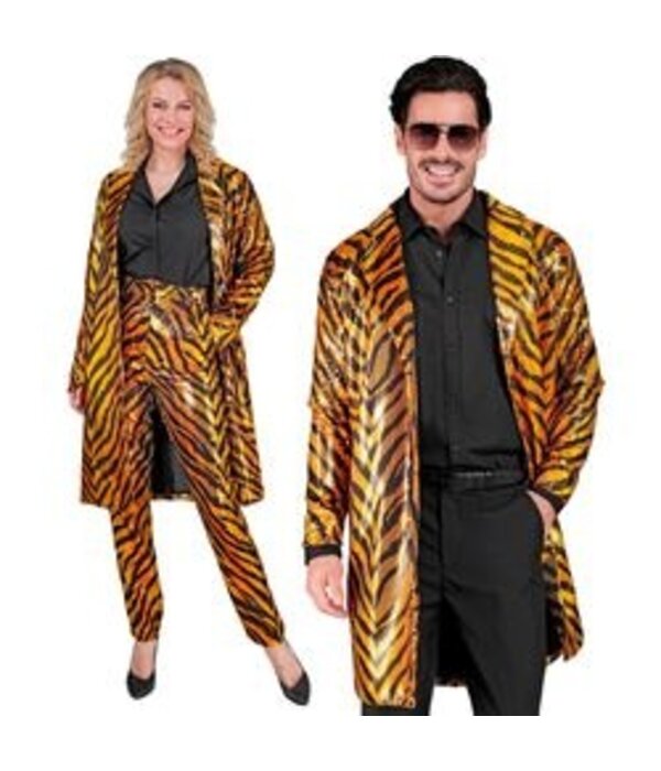 Paillettenjas Tijger Lang Volwassenen