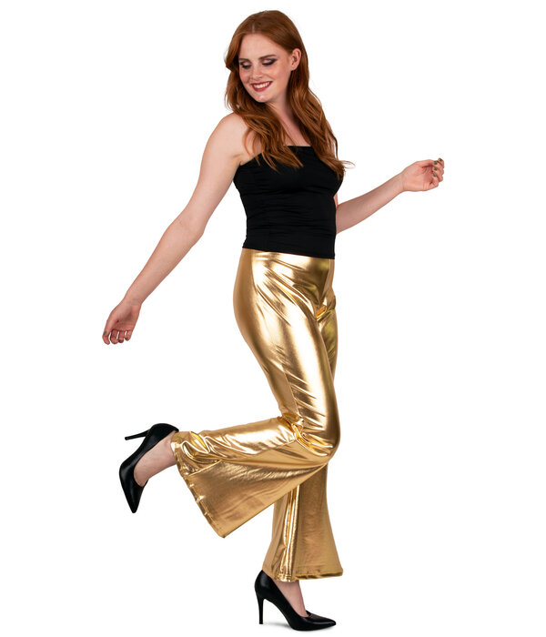 Flared Broek Metallic Goud Dames