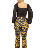 Flared Broek Tijgerprint Goud Dames