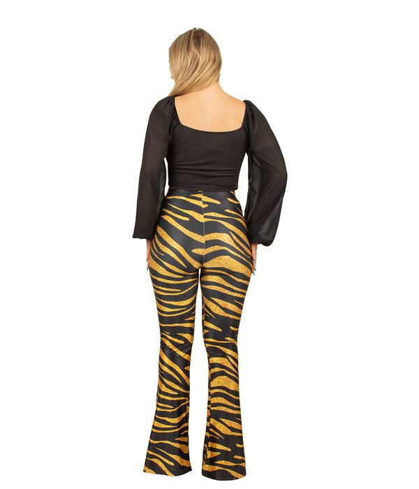 Flared Broek Tijgerprint Goud Dames