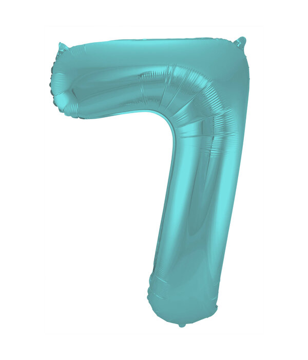 Folieballon Pastel Aqua Metallic Mat Cijfer 7 - 86cm