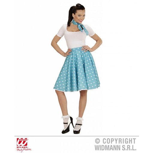 Rock and Roll rokje met sjaaltje blauw/wit