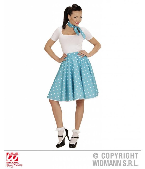 Rock and Roll rokje met sjaaltje blauw/wit