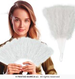 Glamour waaier pluche wit