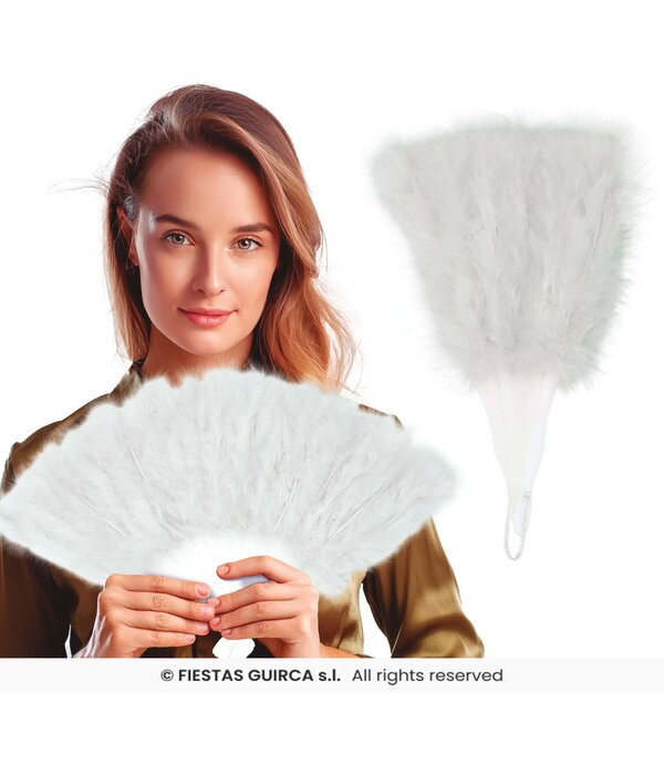 Glamour waaier pluche wit