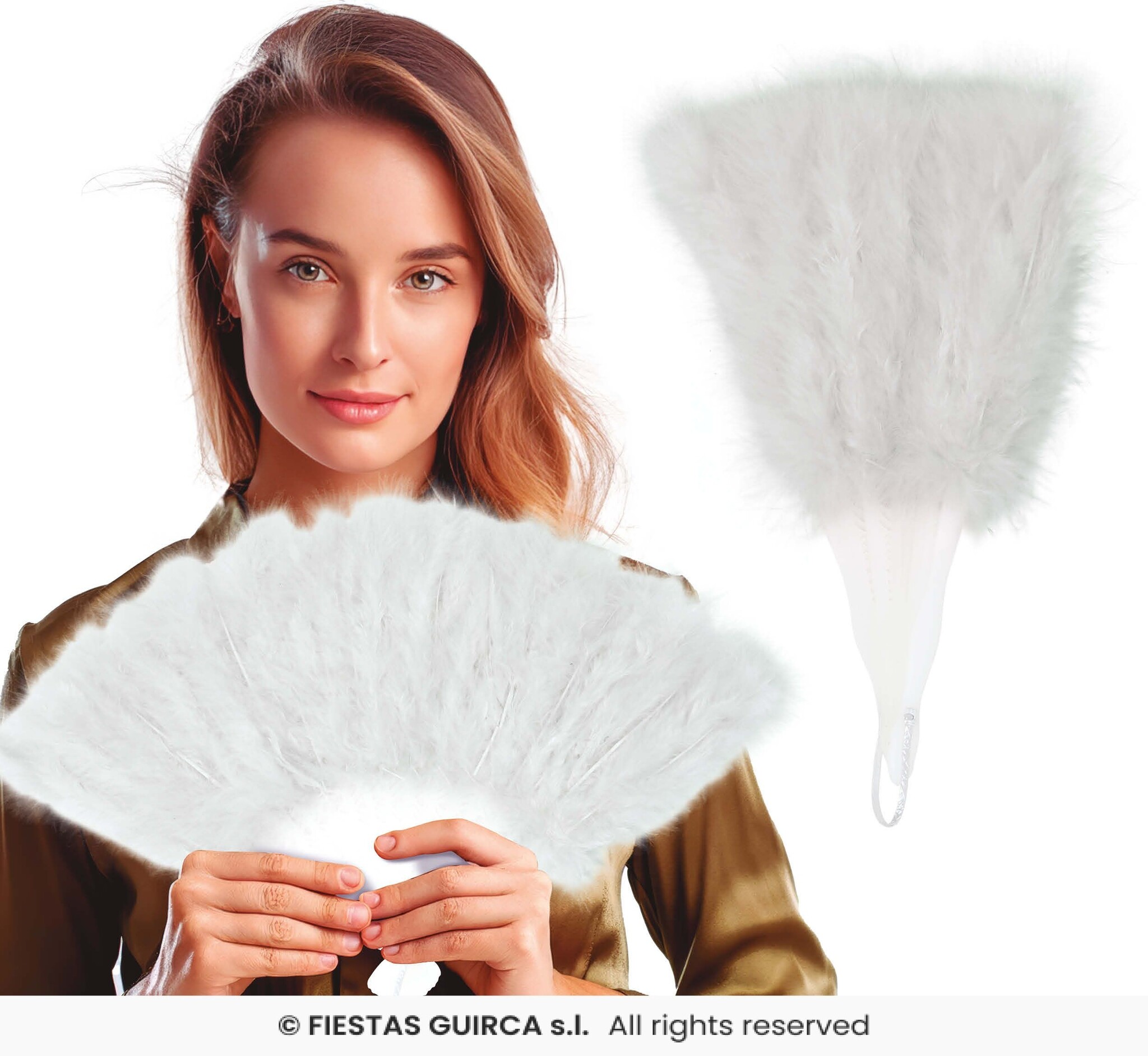Glamour waaier pluche wit afbeelding