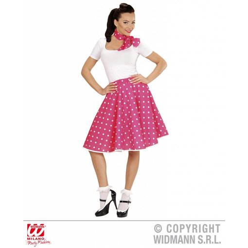 Rock and Roll rok met sjaaltje roze/wit