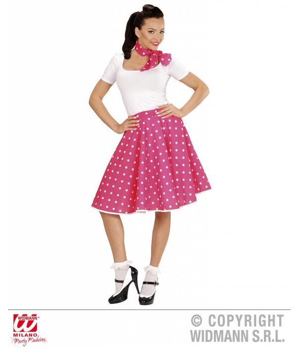 Rock and Roll rok met sjaaltje roze/wit