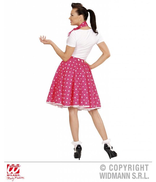 Rock and Roll rok met sjaaltje roze/wit