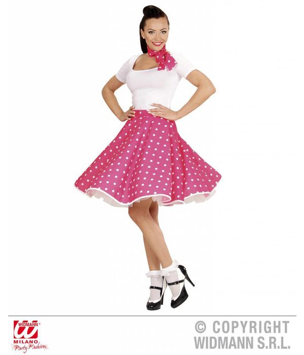 Rock and Roll rok met sjaaltje roze/wit