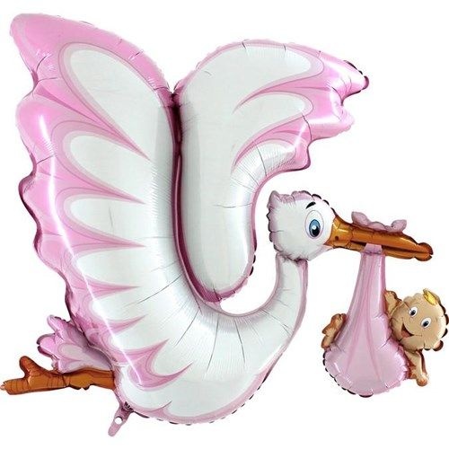Grote Folieballon Ooievaar Meisje (114cm) afbeelding