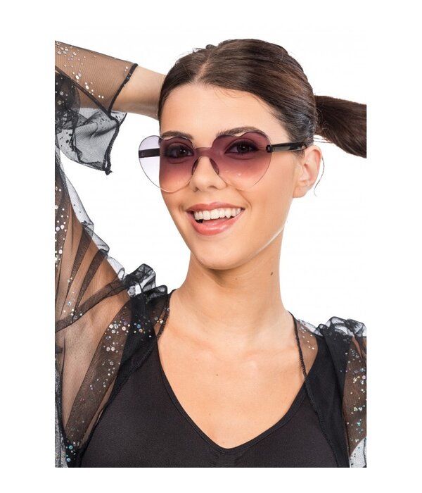 Bril Festival Zwart Hartjes vorm