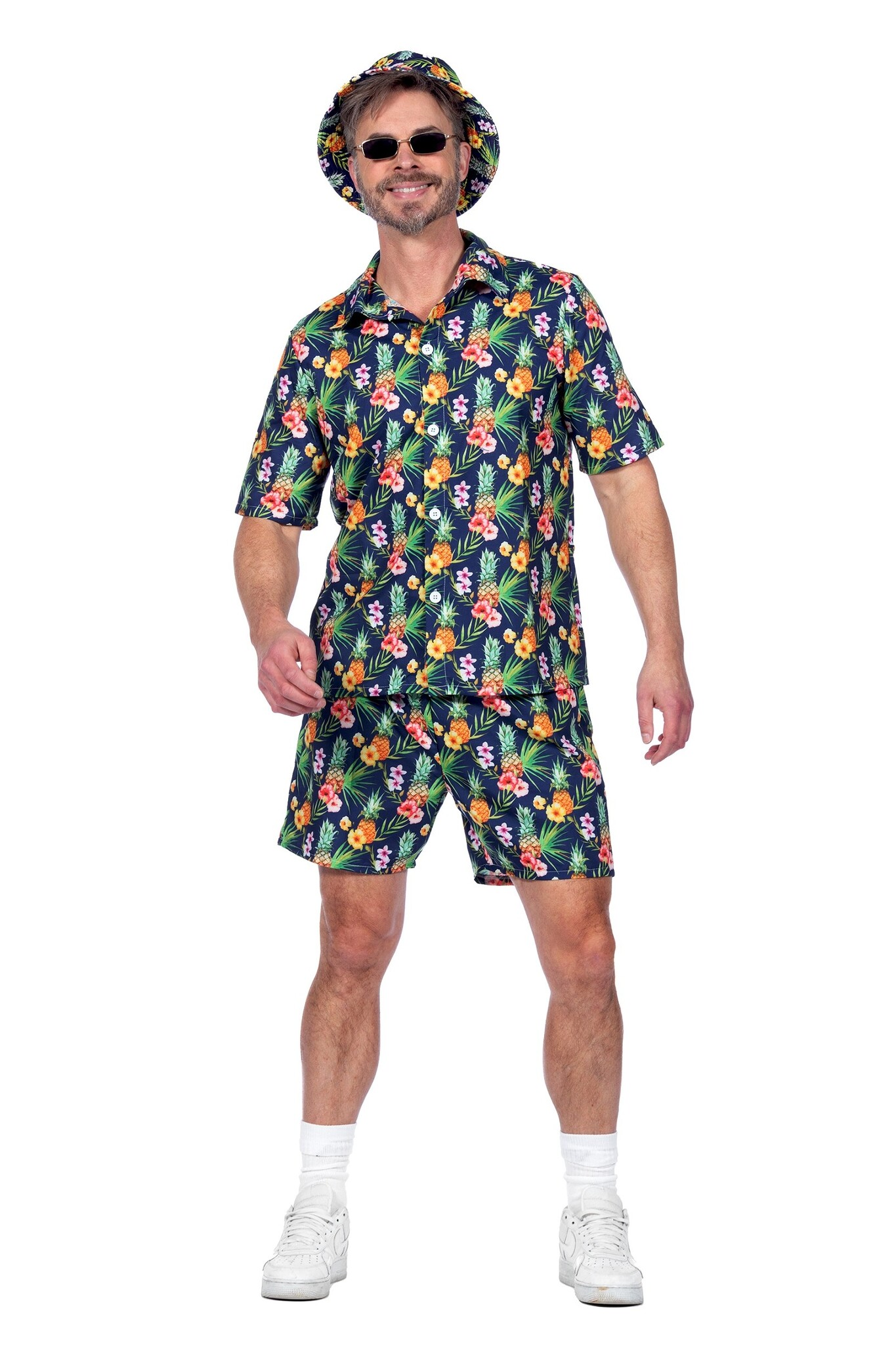 Hawaii Festival Outfit Heren Ananas Flowers afbeelding