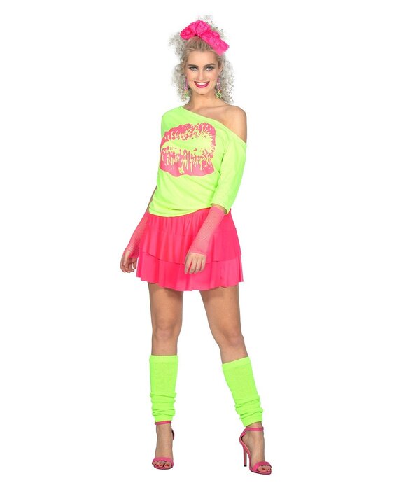 T-shirt Lips 80's Neon Groen