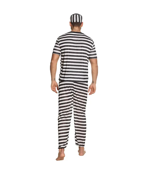 Kostuum Gevangene Gestreept Zwart/Wit