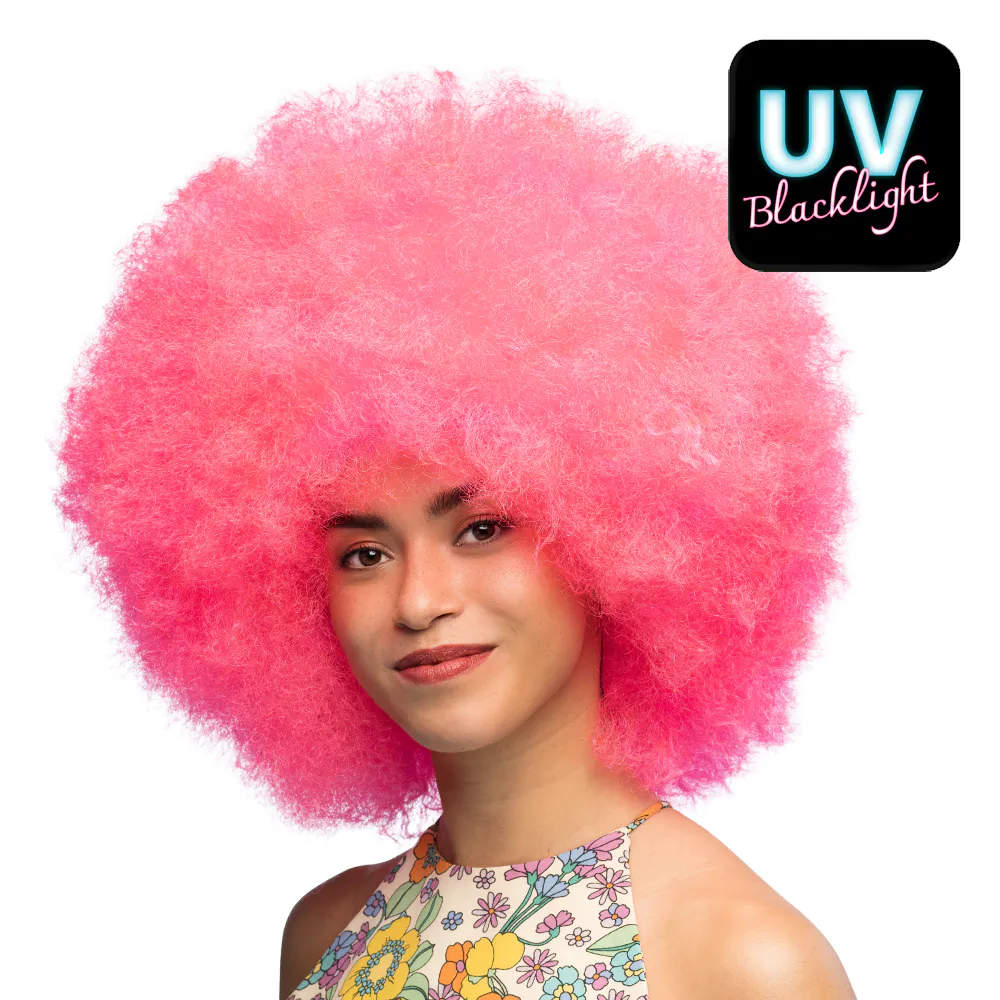 Pruik Sugar Neonroze UV afbeelding