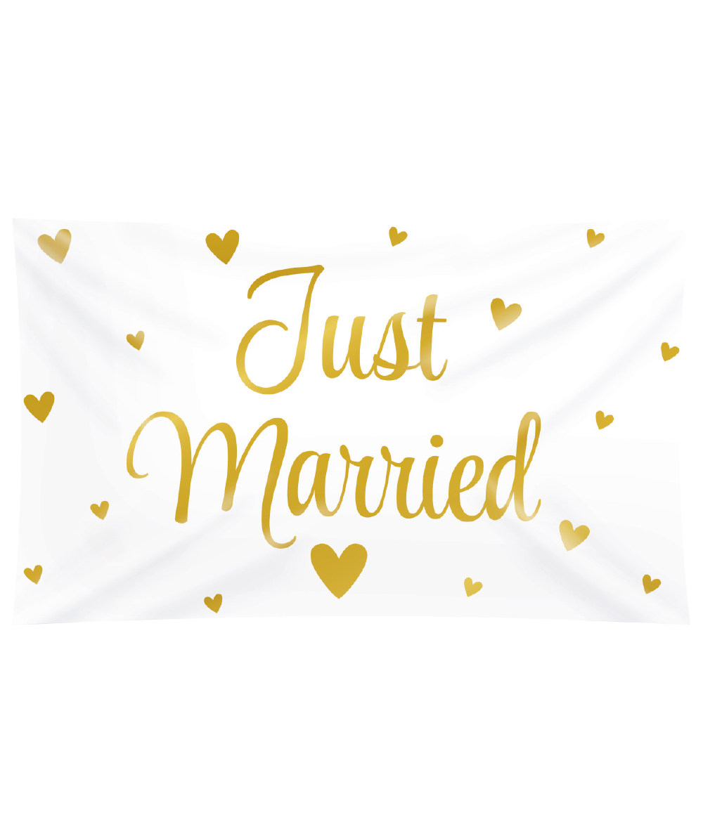 Gevelvlag Just Married (150x90cm) afbeelding
