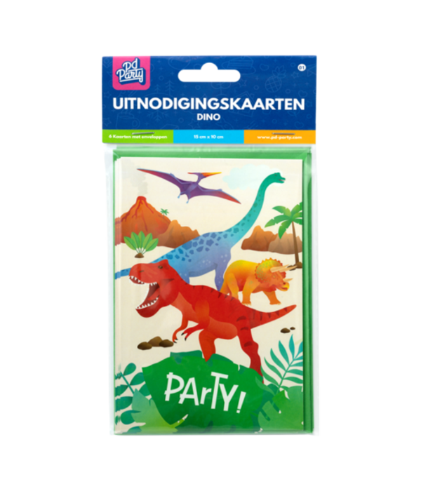 Uitnodigingskaarten Dino Apatosaurus (6st)
