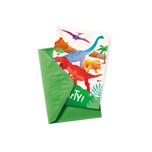 Uitnodigingskaarten Dino Apatosaurus (6st)