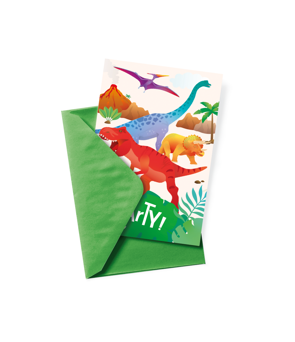 Uitnodigingskaarten Dino Apatosaurus (6st) afbeelding