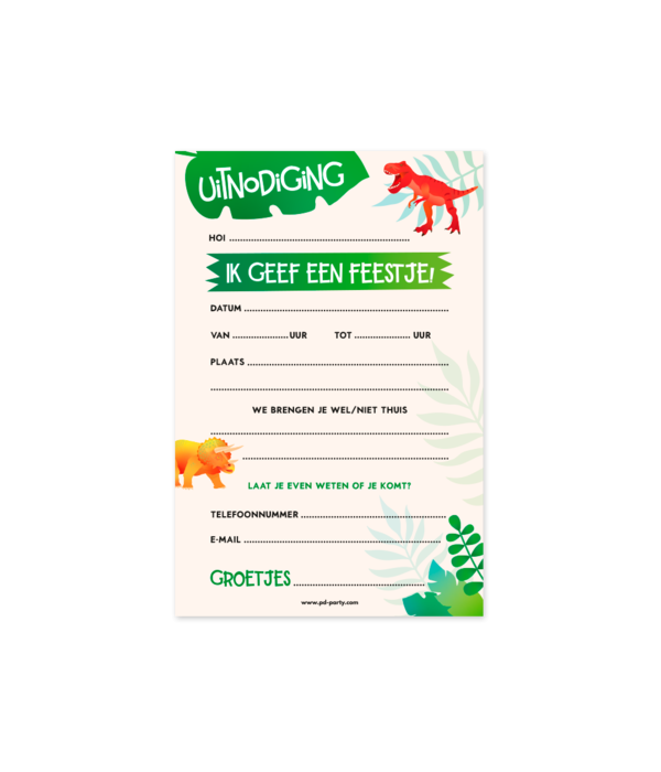 Uitnodigingskaarten Dino Apatosaurus (6st)