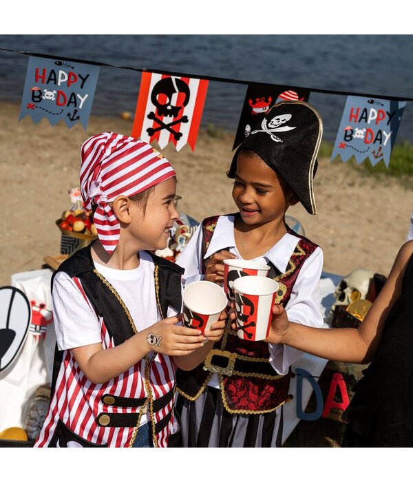 Vlaggenlijn Pirate Party Geblokt (6m)