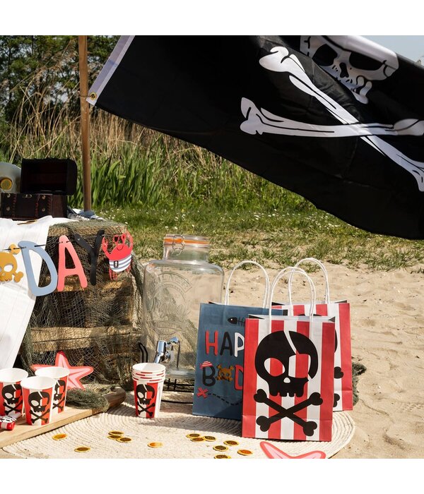 Pirate Party UitdeelTasjes Happy Bday 20x27cm (6st)