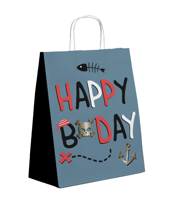 Pirate Party UitdeelTasjes Happy Bday 20x27cm (6st)