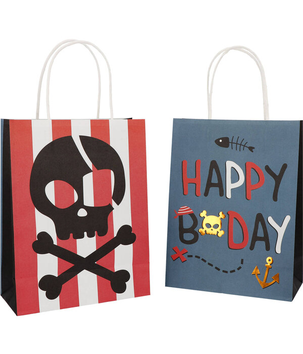 Pirate Party UitdeelTasjes Happy Bday 20x27cm (6st)