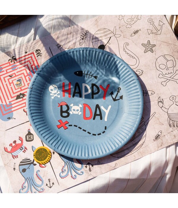 Borden Pirate Party Happy Bday 23 cm (8st)