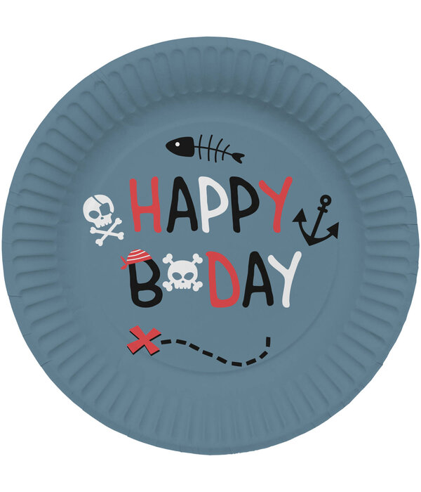 Borden Pirate Party Happy Bday 23 cm (8st)