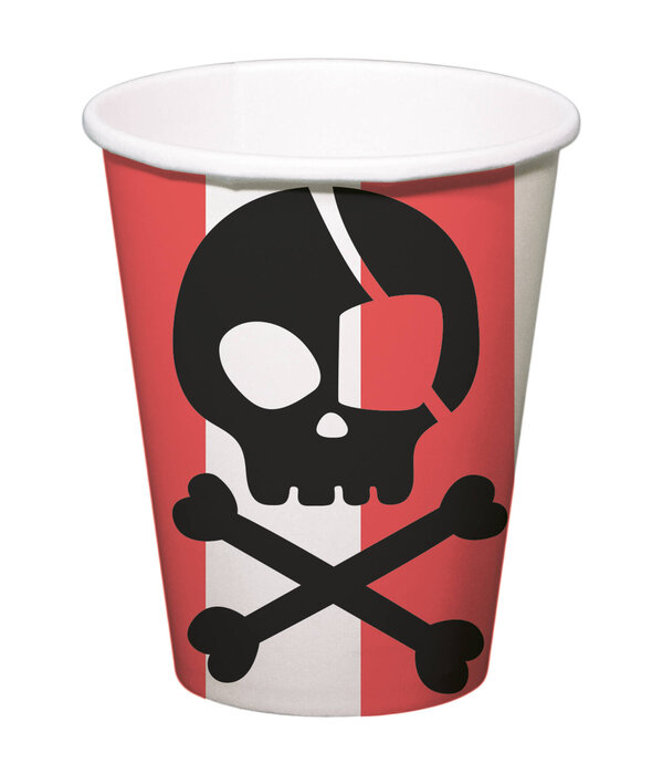 Bekertjes Pirate Party Doodshoofd 250ml (8st)