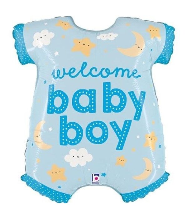Folieballon ’Welcome Baby Boy’ Rompertje Blauw (66cm)