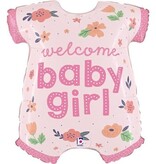 Folieballon ’Welcome Baby Girl’ Rompertje Roze (66cm)