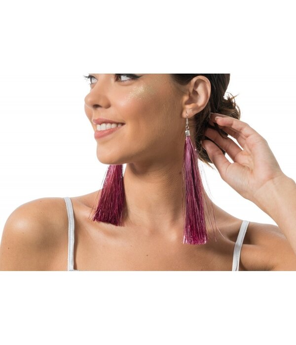 Oorbellen Roze Tinsels 17cm