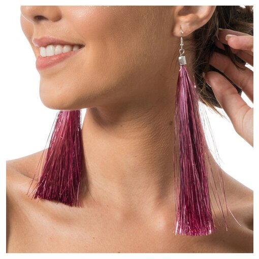 Oorbellen Roze Tinsels 17cm