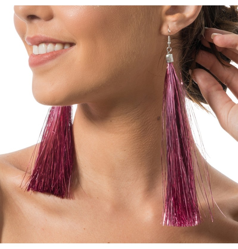 Oorbellen Roze Tinsels 17cm afbeelding