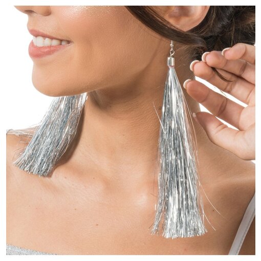 Oorbellen Zilver Tinsels 17cm