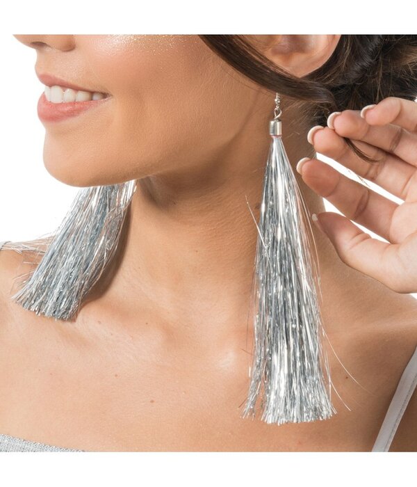 Oorbellen Zilver Tinsels 17cm