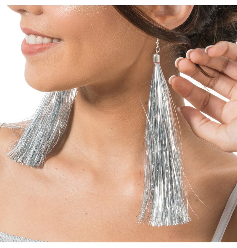 Oorbellen Zilver Tinsels 17cm afbeelding