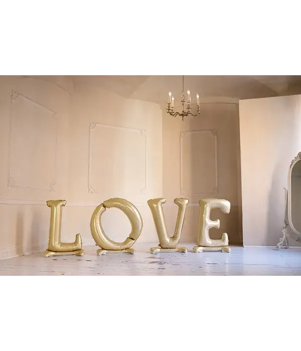 Staande Folieballon LOVE Goud 300cm
