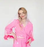 Sluier met Franjes Pink Ombre 69cm