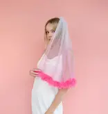 Sluier met Franjes Pink Ombre 69cm