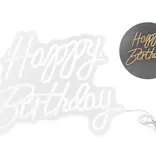 LED Neon bord - Happy Birthday Wit (40x29,5cm)